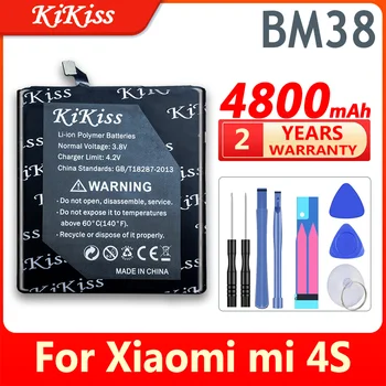 KiKiss BM38 4800mAh Baterija Xiaomi Mi 4S M4S Mi4S Baterija BM 38 BM-38 BM38 už Xiao mi mi 4S Baterijas + Nemokamas Įrankiai