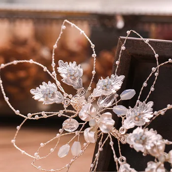 Crystal lapų išskirtinį vestuvių lankelis rankomis austi nuotakos šukuosena vestuvių priedai