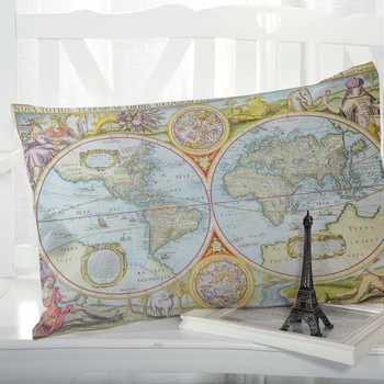 1pc Pagalvę padengti Pagalvės užvalkalą Prabangus Patalynės Užvalkalas Pillowcovers dekoratyvinis 50x70 Pritaikoma dydžio 3D Spausdinimo Žemėlapis Šviesiai mėlyna