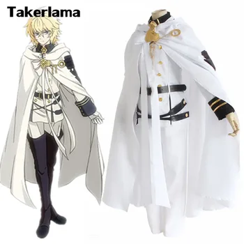 Takerlama Anime Seraph Pabaigos Vampyras Mikaela Hyakuya Suaugusiųjų Kostiumai Cosplay Balta Uniforma Pilnas Komplektas